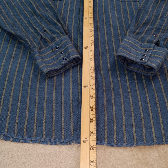 Panhandle Slim Vintage USA Flannel Pearl Snap Long Sleeve Shirt Men's 17.5X36 Bl - Picture 7 of 7